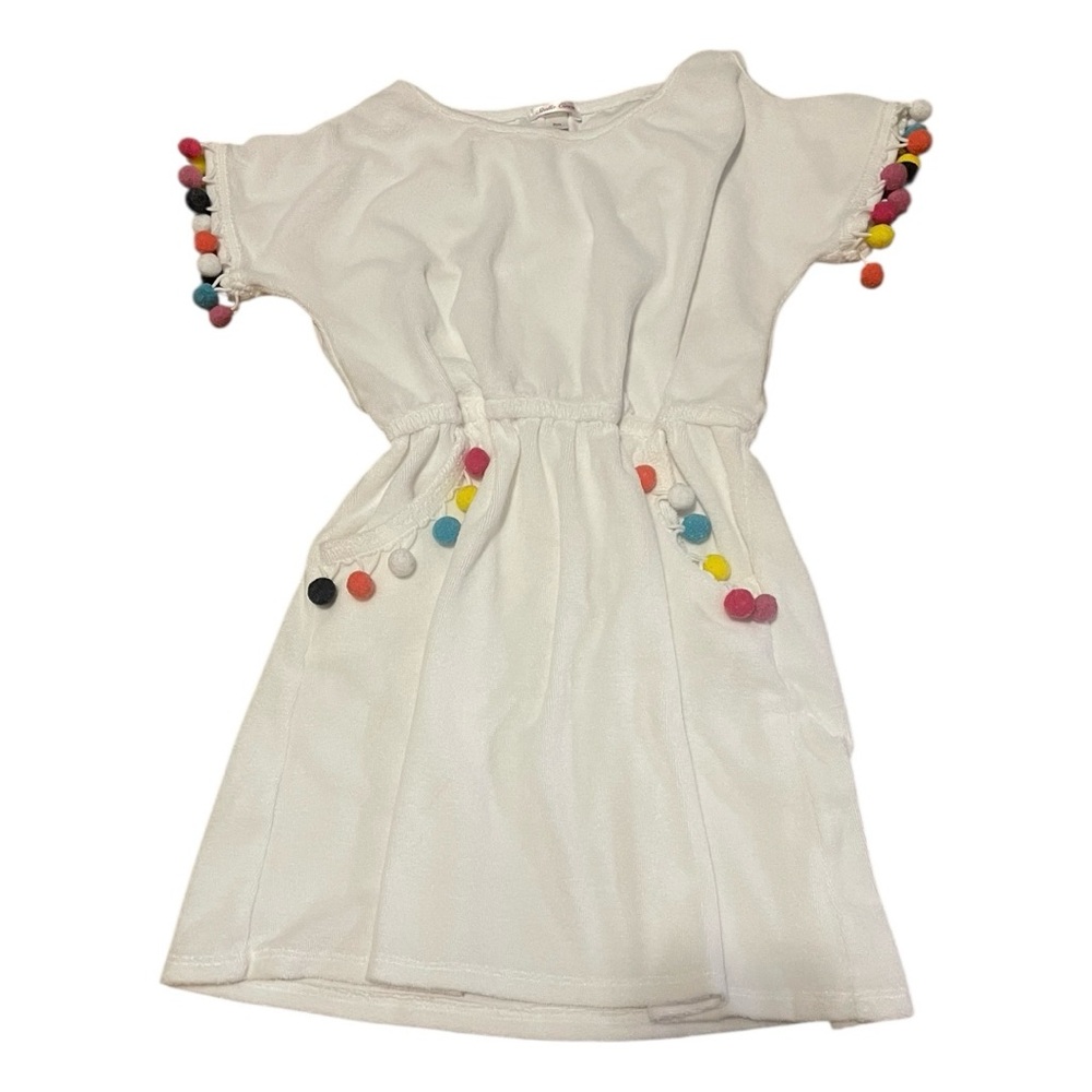 Stella Cove White Coverup with Colorful Pom-Poms